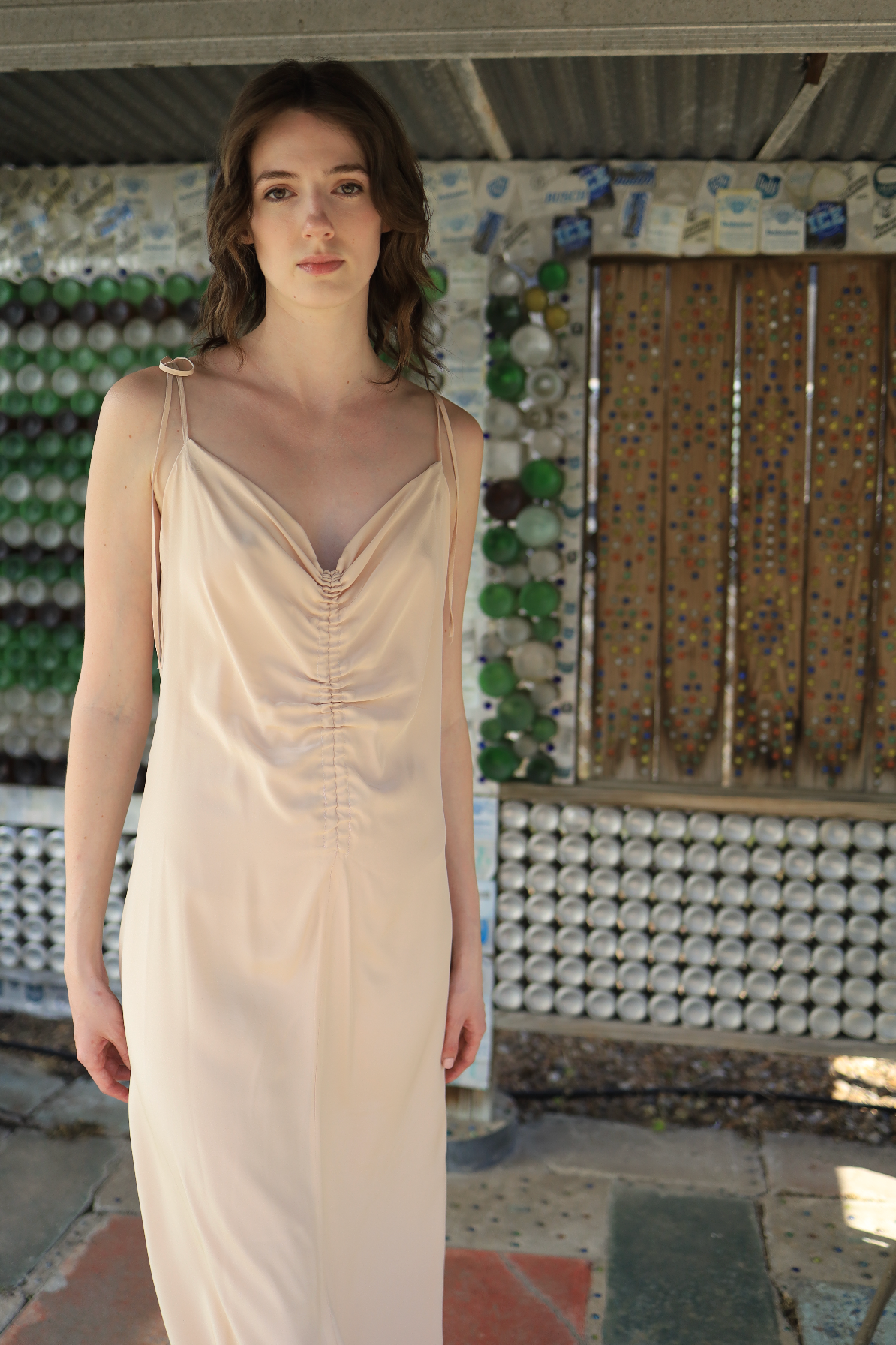 Romona Cami Dress in Champagne Silk Charmeuse