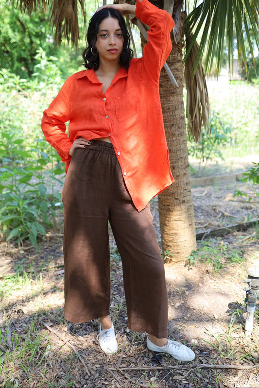 New Suzie Button Down in Clementine Linen