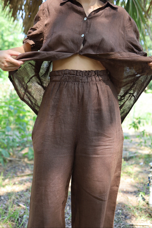 New Margot Pant in Chocolate Linen