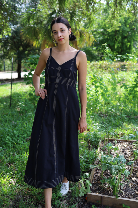 Mina Dress in Black Cotton