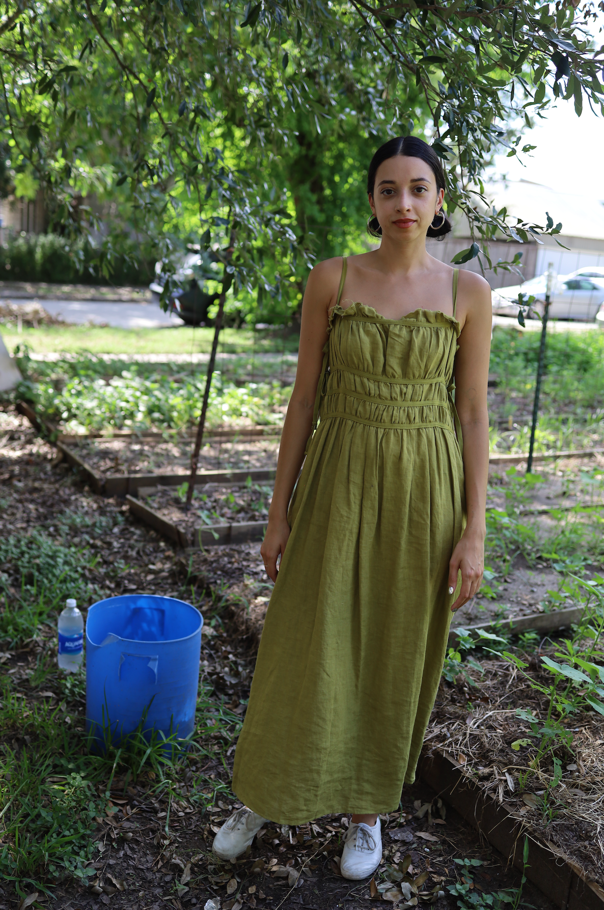 Sophie Dress in Olive Linen