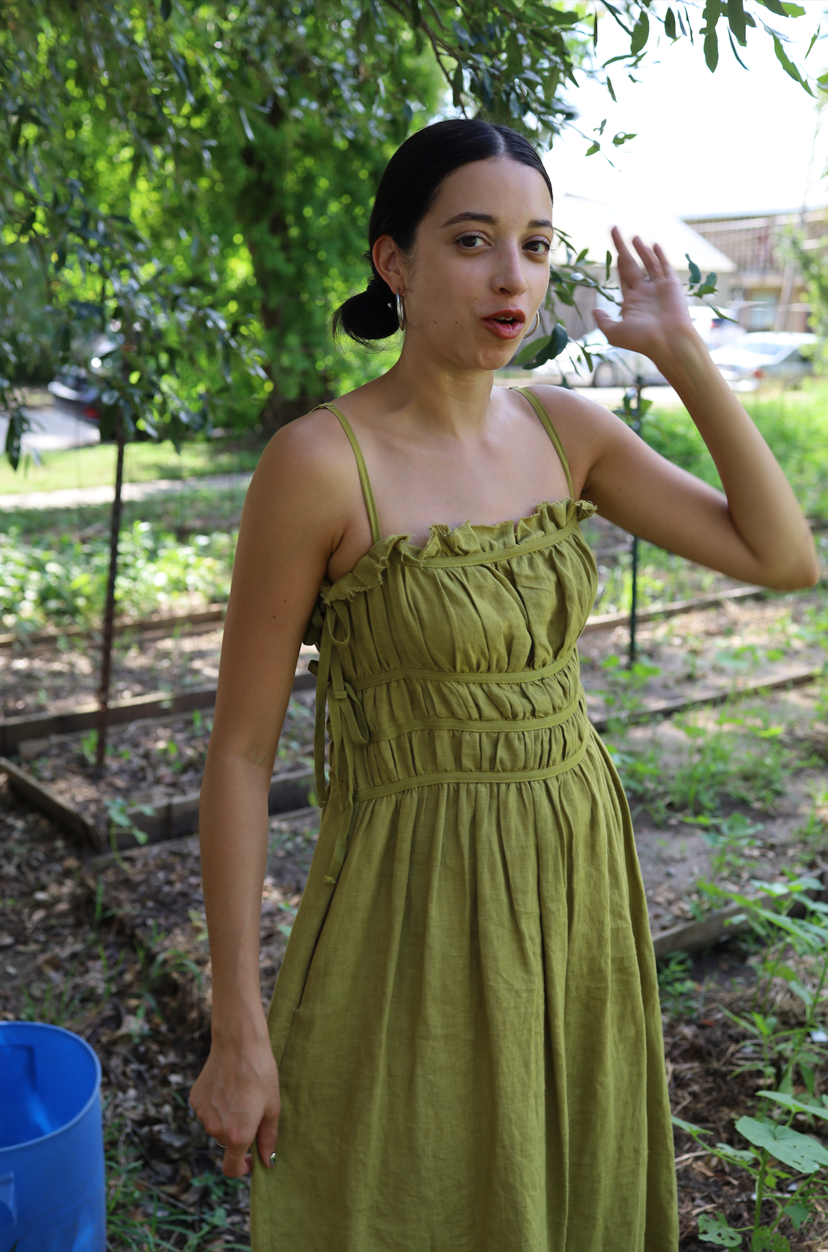 Sophie Dress in Olive Linen