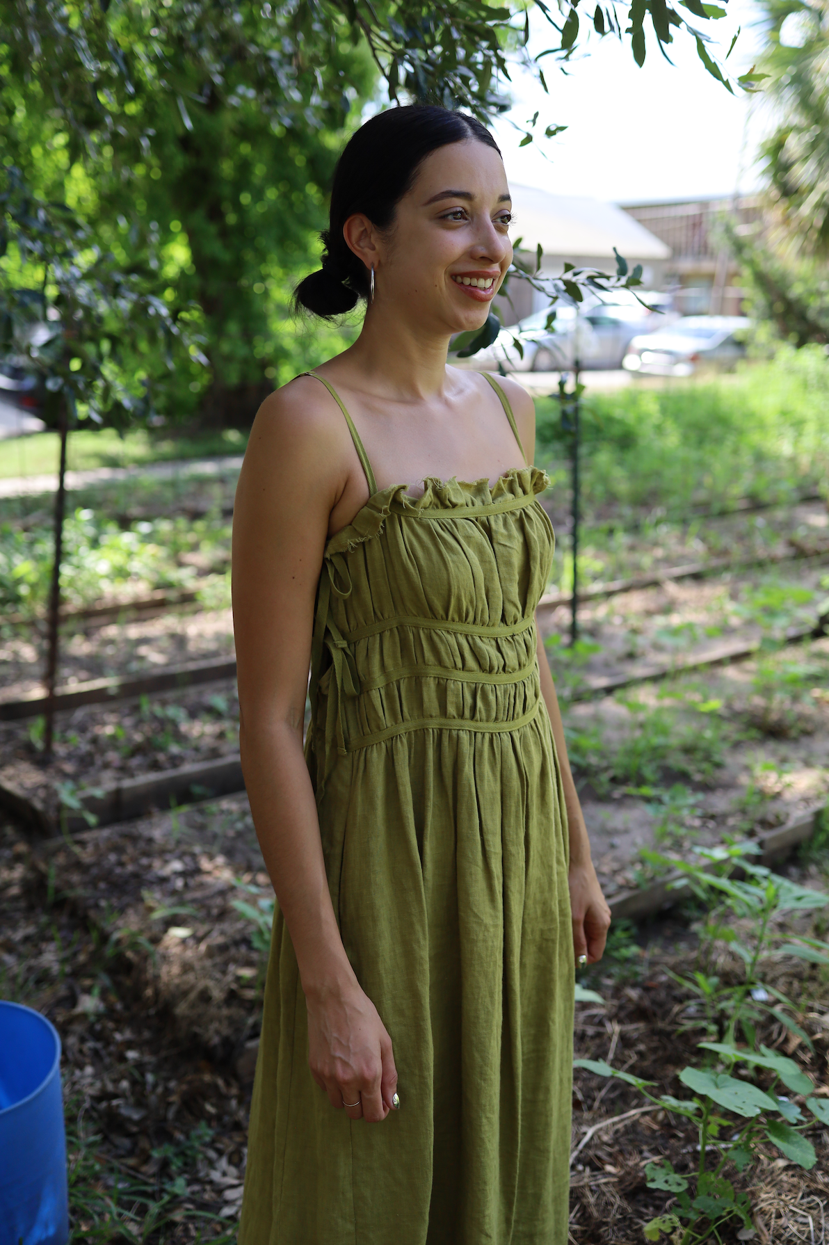 Sophie Dress in Olive Linen