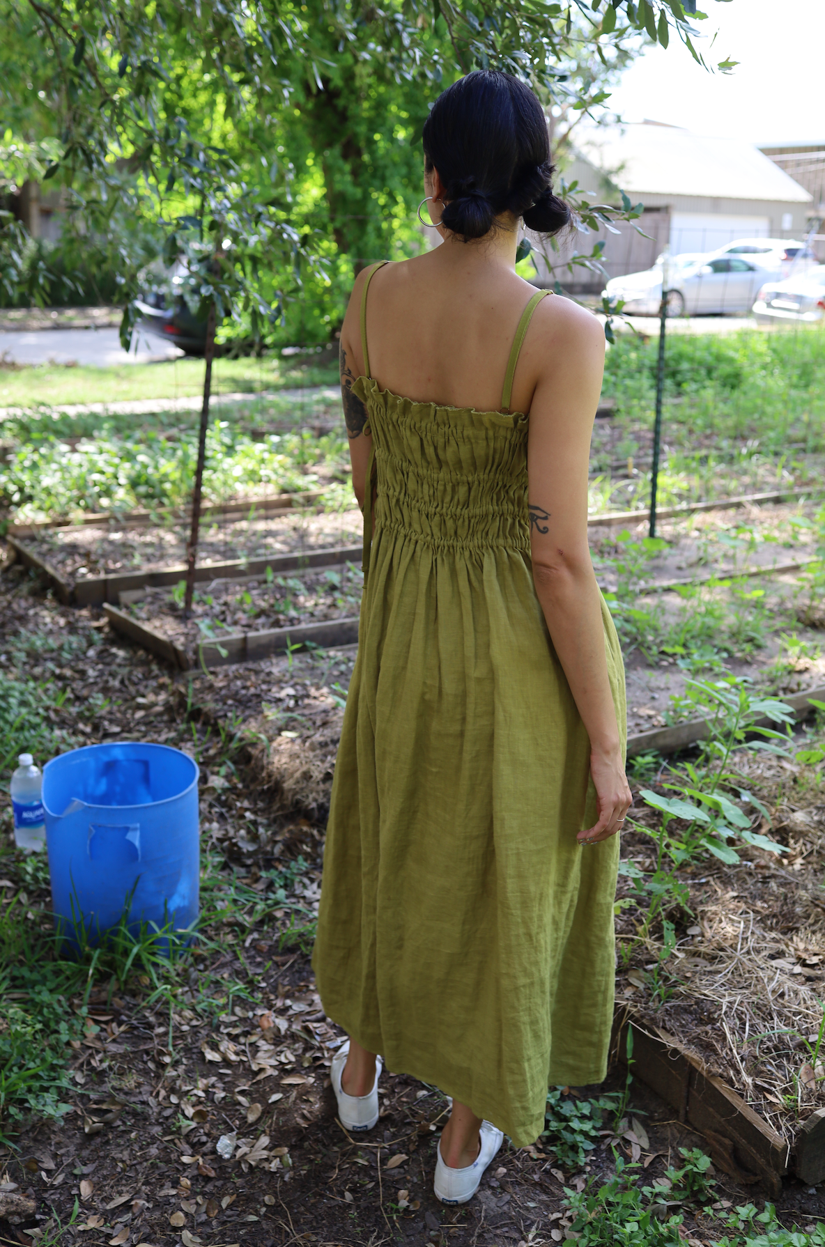 Sophie Dress in Olive Linen