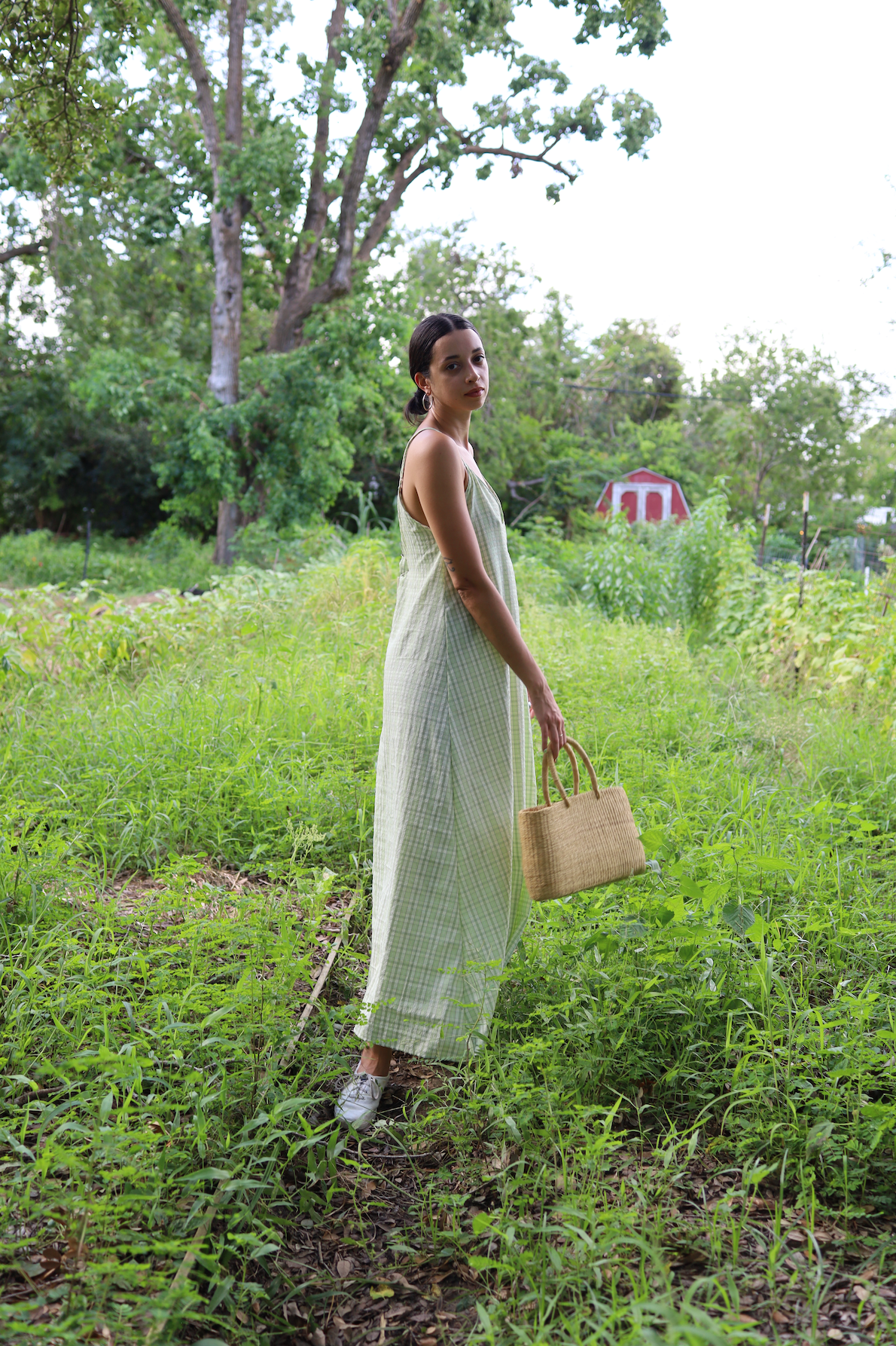 Helen Dress in Key Lime and Cream Plaid