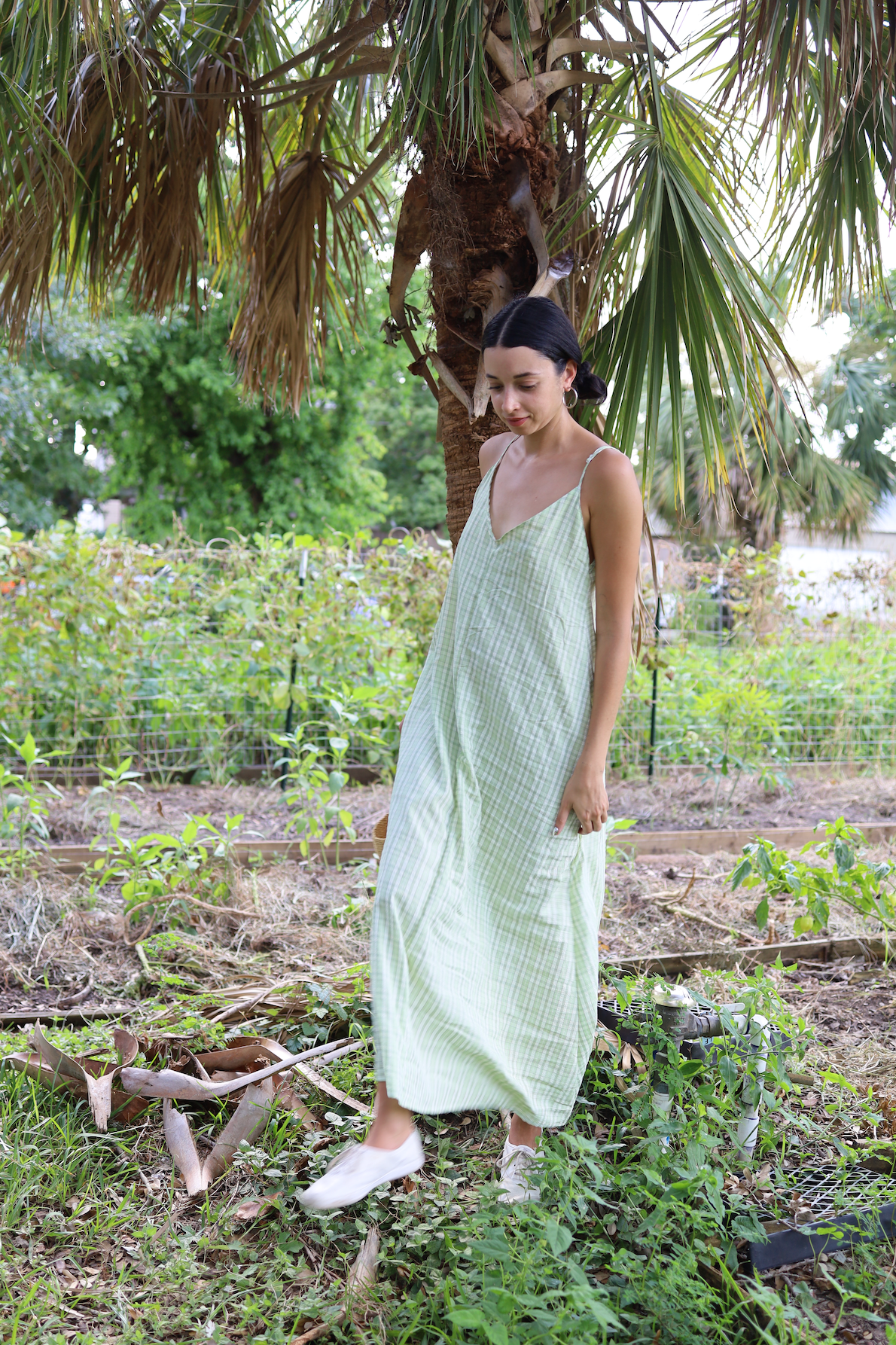 Helen Dress in Key Lime and Cream Plaid