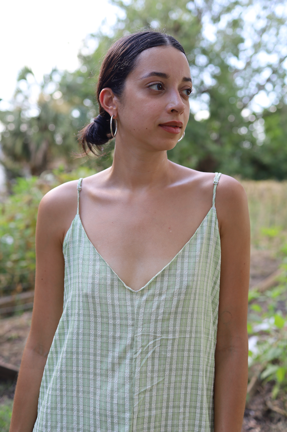 Helen Dress in Key Lime and Cream Plaid