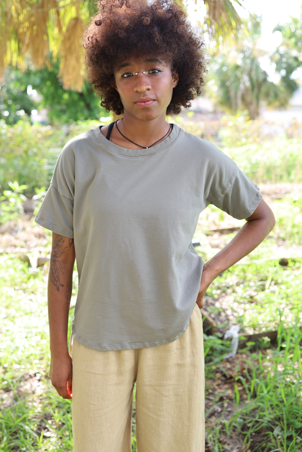 Jenny Tee in Olive Cotton Jersey