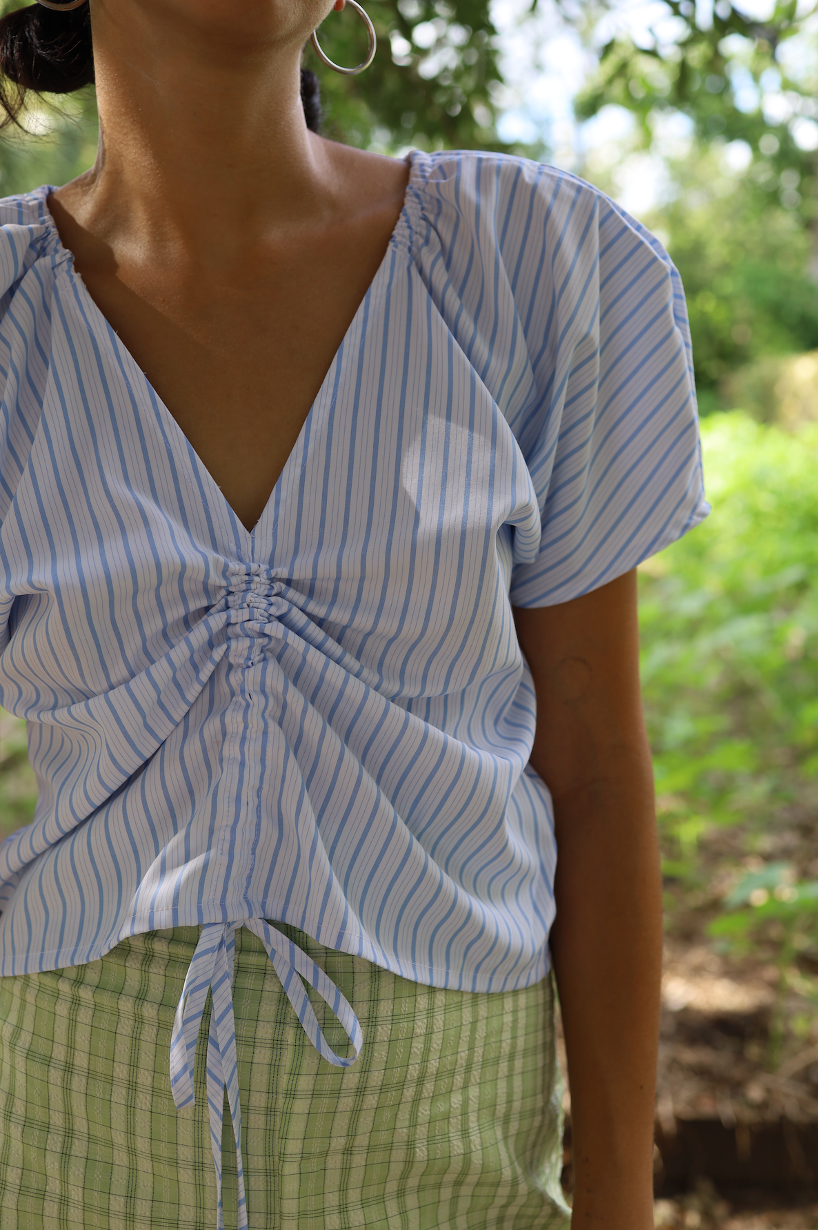 Extra long Helen Skirt in Key Lime & Cream Plaid