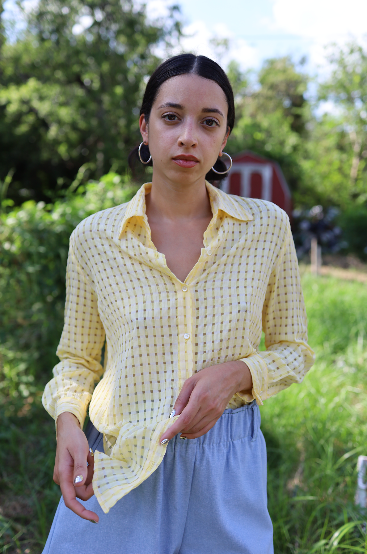 Adelaide Shorts in Blue Chambray Cotton