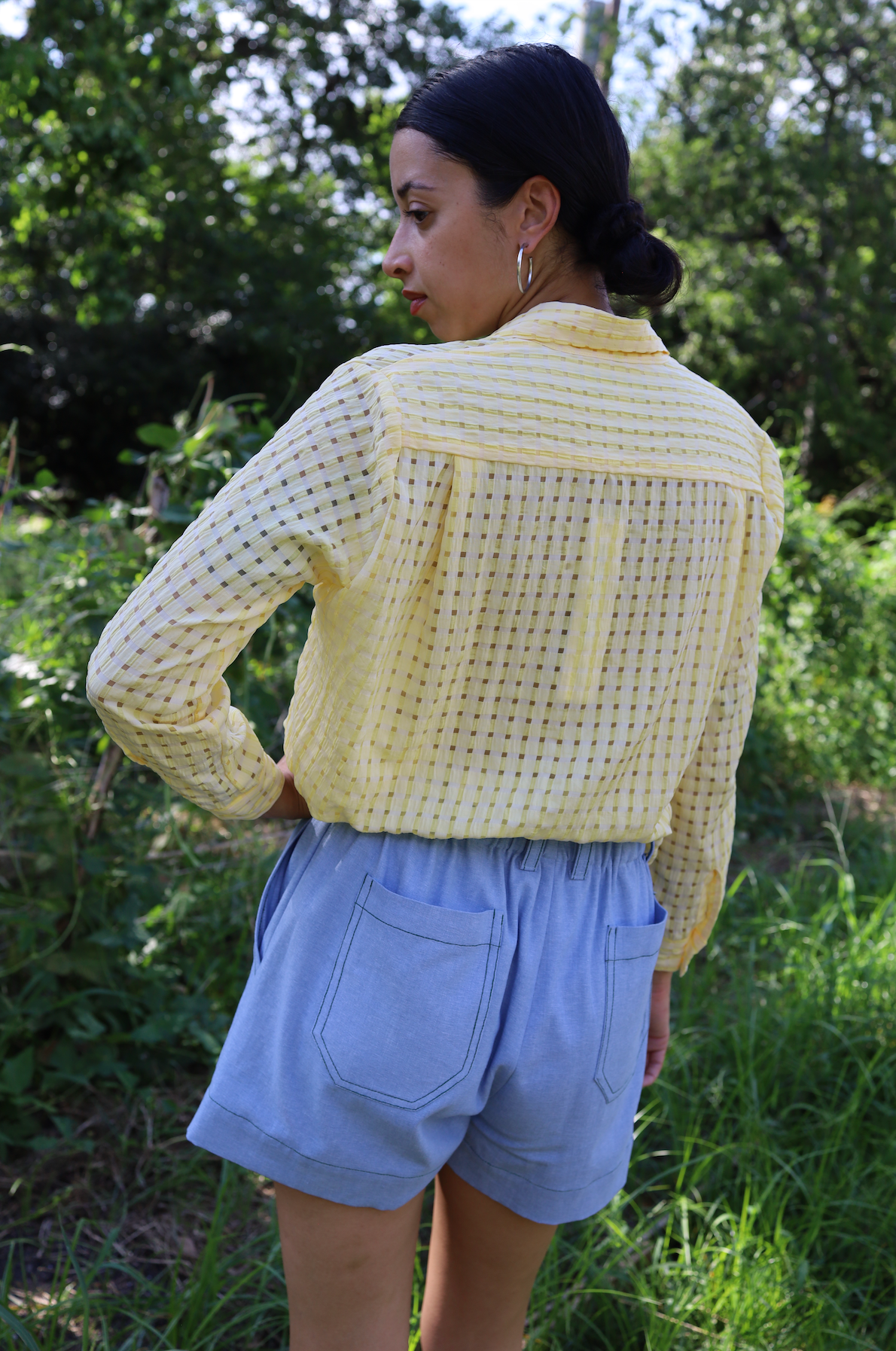 Adelaide Shorts in Blue Chambray Cotton