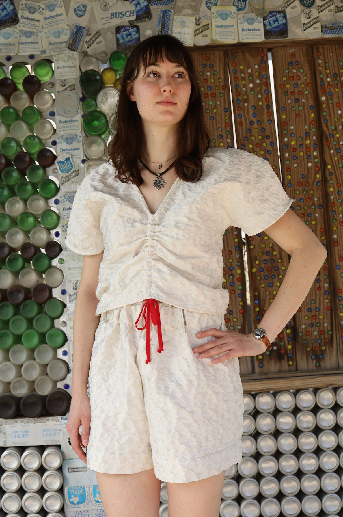 Adelaide Shorts in Ivory Jacquard Floral